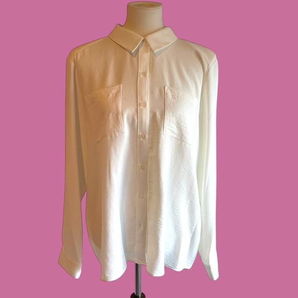 Calvin Klein textured sheer button up blouse - Picture 10 of 12